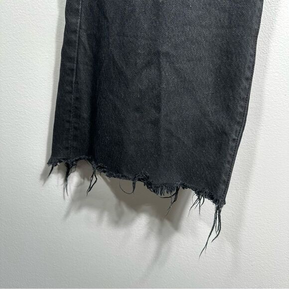 Levi's Black Ankle Cropped Denim Jeans Frayed Hem Size 25 Button-Fly Relaxed Fit - Picture 15 of 16